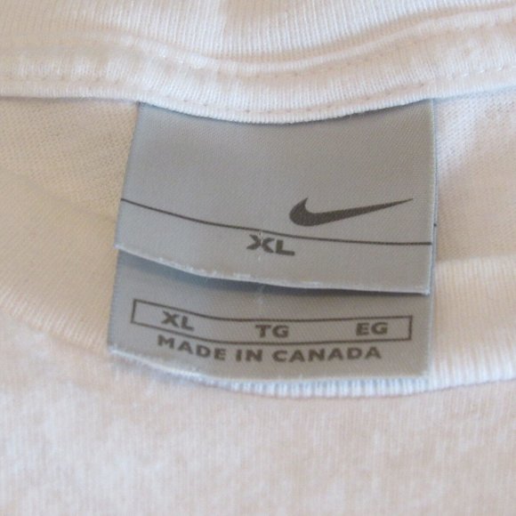 True Vintage Nike Sez T-Shirt Grey Tag Made in Canada Basketball White M/XL RARE - Picture 6 of 6